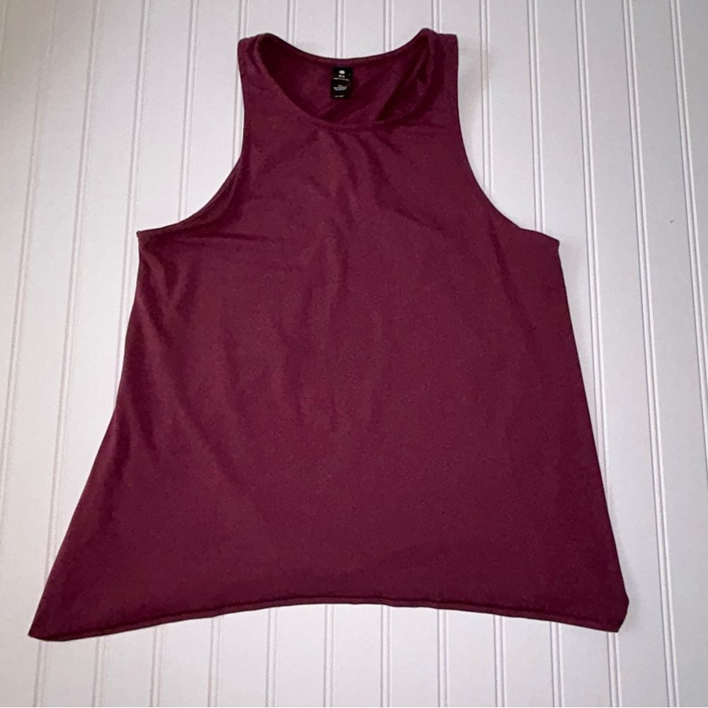 Yogalicious Split Open Back Tie Hem Tank Top Womens Burgundy Activewear Yoga XS - Picture 2 of 6
